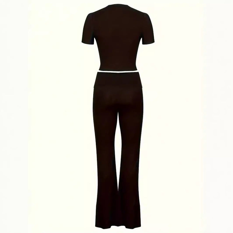 Autumn new women's two-piece crew-neck jacket and trousers