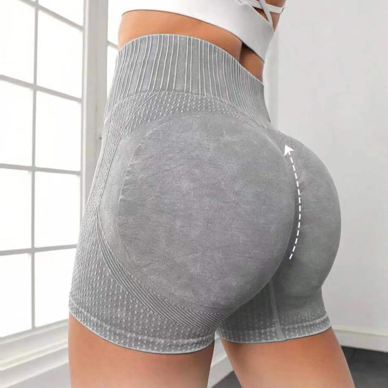 Tight height waist  peach quick dry breathable yoga pants women's running exercise fitness three minute shorts