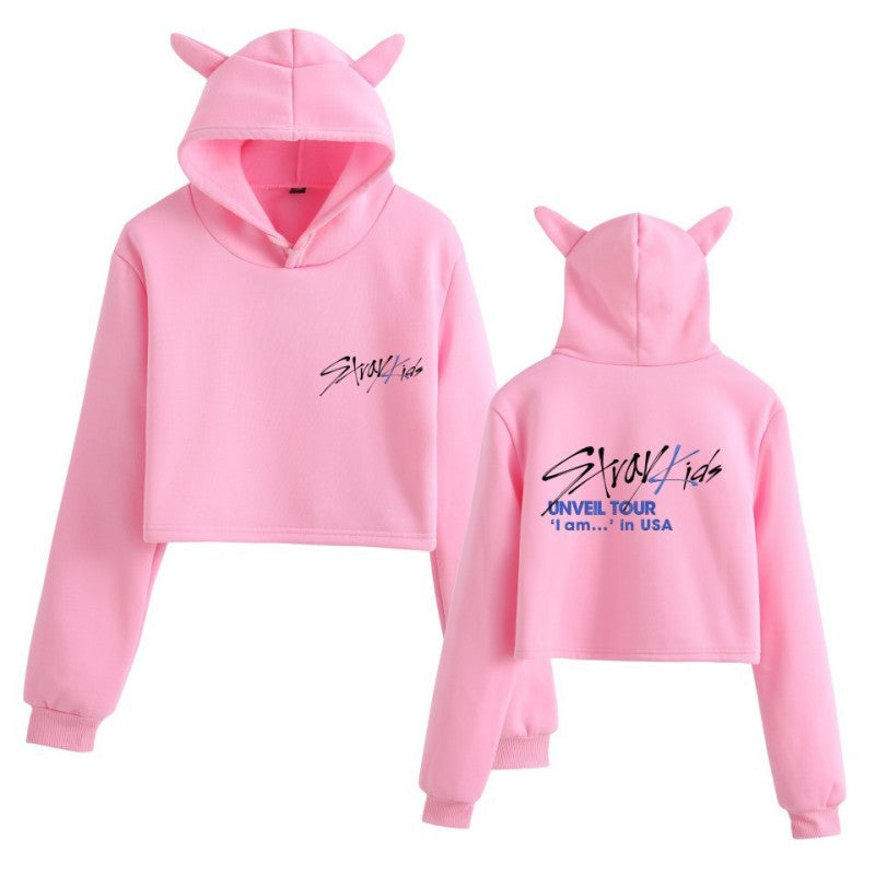 In 2019, the Korean fashion lady cat ear hoodie by Stray Kids is a Korean male group