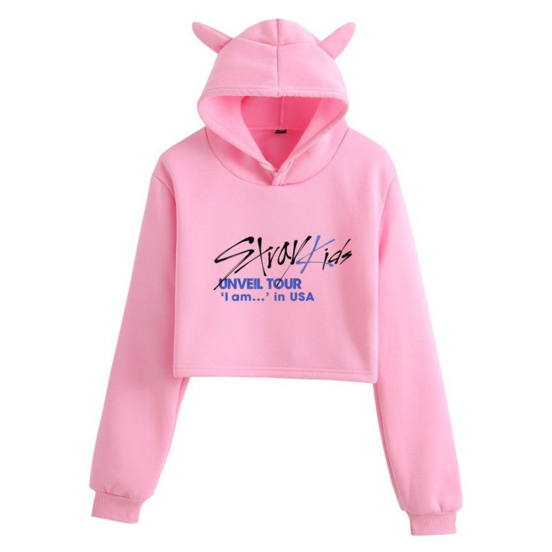 In 2019, the Korean fashion lady cat ear hoodie by Stray Kids is a Korean male group