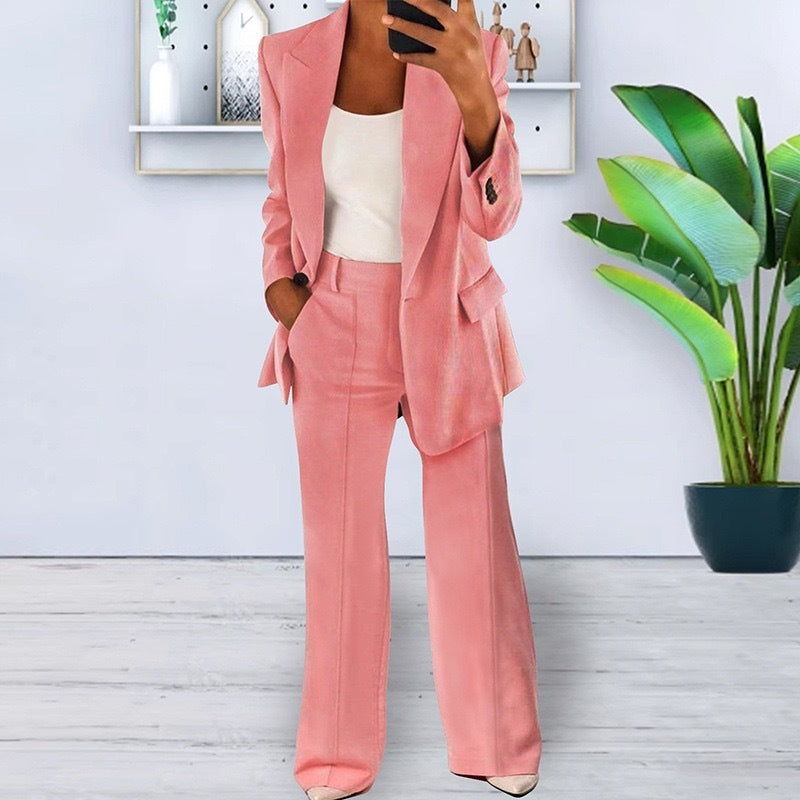 Spring and autumn new fashion solid color slim cardigan temperament suit jacket women's suit