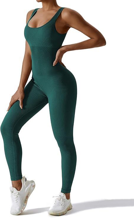 Threaded pants jumpsuit Seamless stretch tracksuit removable chest pad fitness one-piece yoga suit women