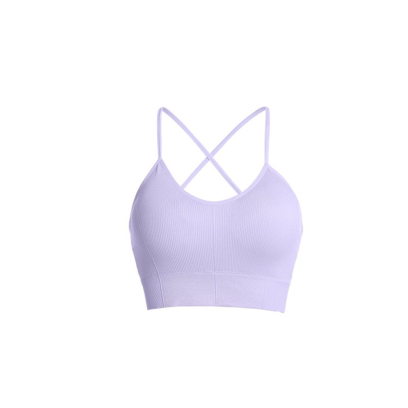 Spring/Summer nude Yoga vest with breast compression Sports underwear le Shock absorbent cross back fitness bra